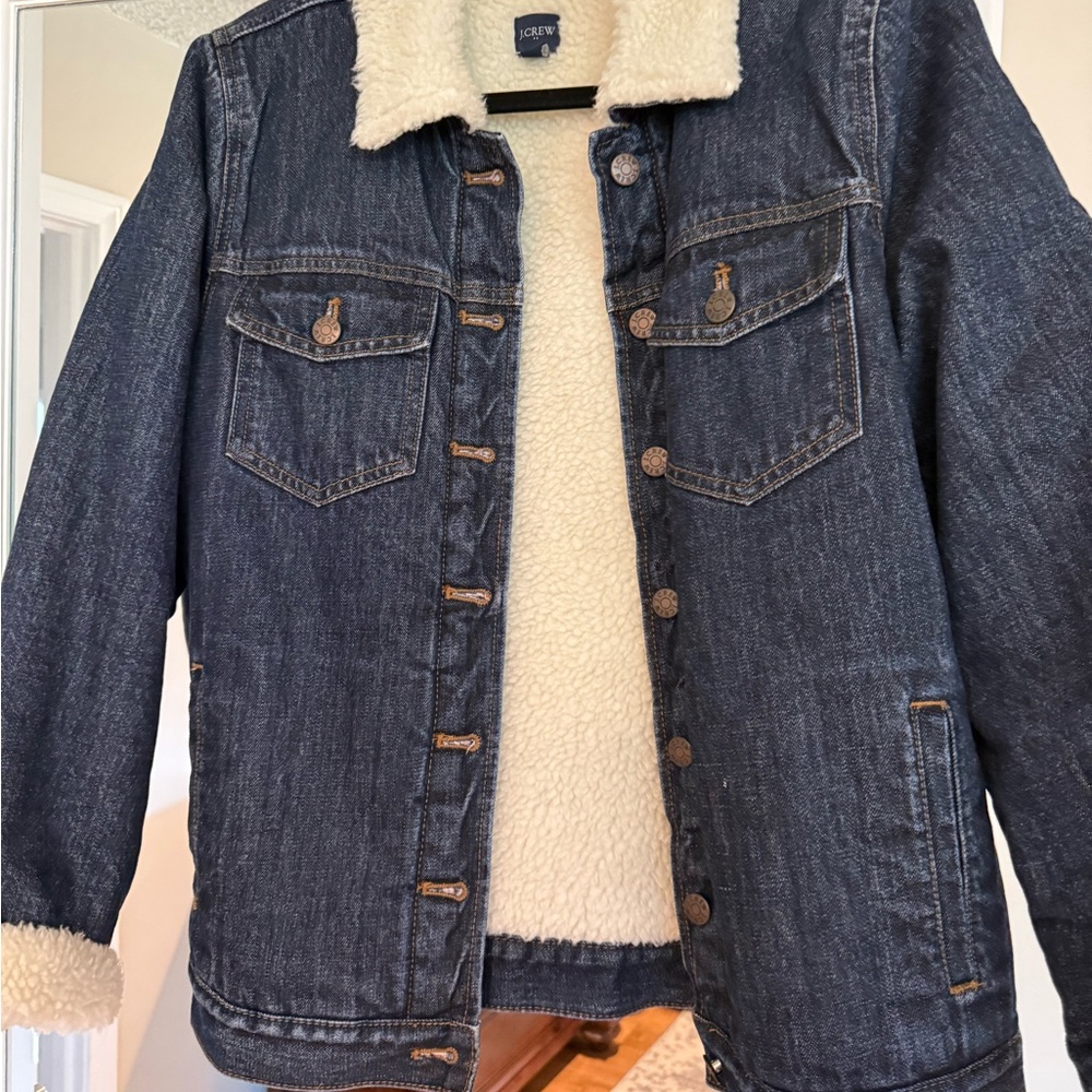 J. Crew Blue Denim Jacket with Cream Sherpa